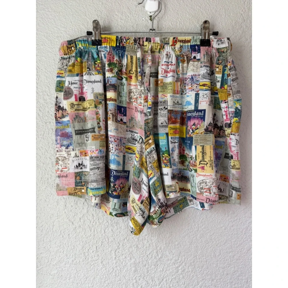 Disney 100 Anniversary Disneyland Vintage Collage Shorts Mens XL Viscose Retro